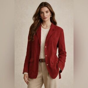 Vintage Blazer L.L. Bean  Linen & Cotton  Red Blazer Size 14